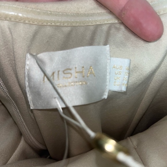 Misha Elegant Off-Shoulder Dress in BUFF - Picture 5 of 6